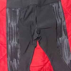 lululemon athletica Black Leggings with Subtle Gray Panel Pattern